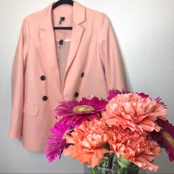 Topshop Jackets & Blazers - Topshop Double Breasted Peach/ Salmon Blazer